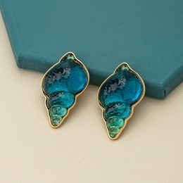 Ear Cuff Blue Great Sea schroef oor clip vintage gradiënt gelei glas overdreven piercing oor sieraden 230614