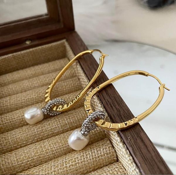 Oreille manchette classique court perle femmes élégantes boucles d'oreilles grand cerceau pendentif magnifique bijoux 230306