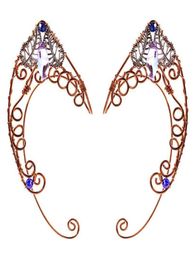 Clip de manchette d'oreille, anneaux enveloppés de papillons, manchettes d'aile d'elfe de mariage, filigrane féerique en cristal, bijoux en zircon elfes 2211076971270