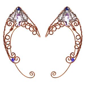 Clip de manchette d'oreille, anneaux enveloppés de papillons, manchettes d'aile d'elfe de mariage, filigrane féerique en cristal, bijoux en zircon elfes 221208