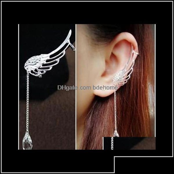 Ear Cuff Cuff Boho Cuffs Punk Sier Plated Angel Wings Ear Bone Clips Pendientes góticos Mujer Joyería Drop Delivery 2021 G4Lkk 2022 Otzy0