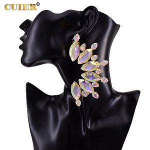 Oor manchet cuier oorcurve grote glas strass dames oorbel clip op geen doorboorde mode meisjes cadeau enorme maat sieraden voor tv -shows 230228