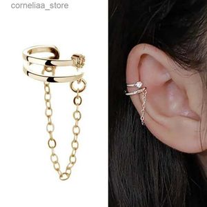 Ear Cuff Ear Cuff 1 pieza de borla de cristal plateado sin perforaciones puños clip de oreja cadena para mujer caja de cartón falsa joyería perforada pendiente derecho Y240326