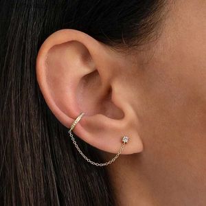 Ear Cuff Ear Cuff Aide 1 stuk 925 sterling zilver enkele rij diamanten oorbellen met kwastje oorbellen dames kleine goud- en zilverkleurige oorbellen Orechini Y240326