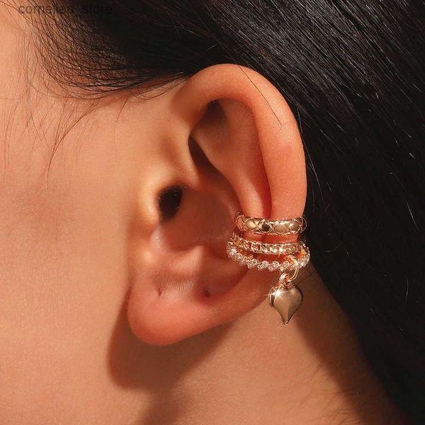Boucles d'oreilles à clip en zircon exquis pour femme avec boucles d'oreilles et manchettes sans perforation - Faux cartilage pour femme avec mode