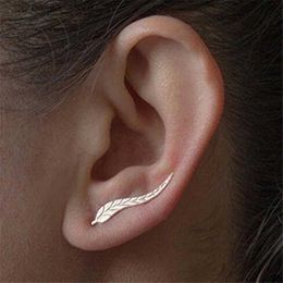 Ear Cuff Ear Cuff Modieuze oorbellen gepersonaliseerde metalen bladeren eenvoudige oorbellen gouden oorbellen rotsklimmen blad oorclips mouw oorbellen Y240326