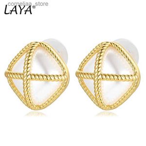 Ear Cuff Ear Cuff Laya Mode Gesimuleerd Parel Geometrisch Vierkant Kruis Clip-on Studie Oorbellen Dames Oordopjes Goud Moderne sieraden Y240326