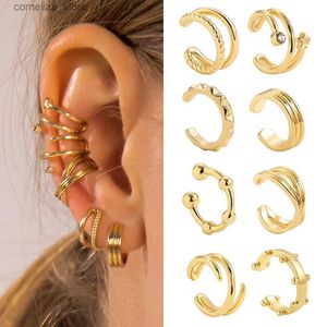 Ear Cuff Ear Cuff Punk Goud Kleurrijk Klein Ear Cuff Clip Oorbellen Geometrisch gedraaid Geen perforatie Stapelbaar Papieren Doos Oorbellen Feestsieraden Y240326