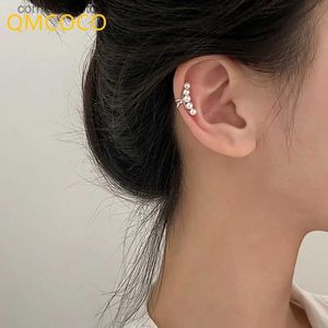 Manchette d'oreille Manchette d'oreille QMCOCO Clip d'oreille en perle d'argent sans trous d'oreille Température simple Accessoires de bijoux personnalisés simples pour femmes Y240326
