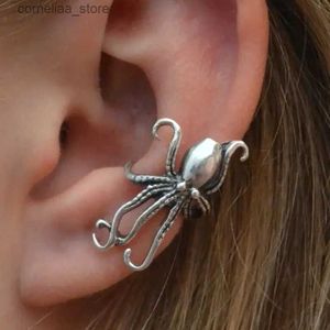 Manchette d'oreille manchette d'oreille rétro conception de poulpe manches d'oreille bohème océan Style bijoux en argent créatif boucles d'oreilles de fête de plage Y240326