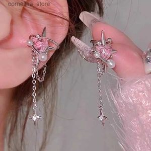 Ear Cuff Ear Cuff Sprankelende zirkonia sterrenkwast clip oorbellen oorbel manchetten sprankelend geschikt voor damesmode Y2K trend eenvoudige feestsieraden Y240326