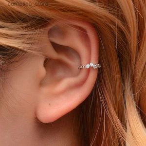 Style de manchette d'oreille 1 morceau de manchettes d'oreille de feuille florale de couronne vintage sans perforations clip sur boucles d'oreilles adaptées à la mode féminine punk petit cristal creux sculpté