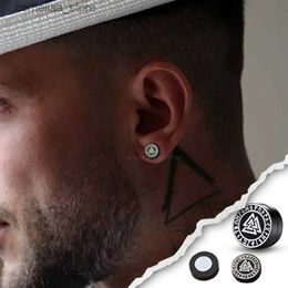 Manchette d'oreille manchette d'oreille Viking Valknut Vegvisir garçons Rune boucles d'oreilles à clip en acier inoxydable faux clip d'oreille boussole norvégienne non perforée Y240326