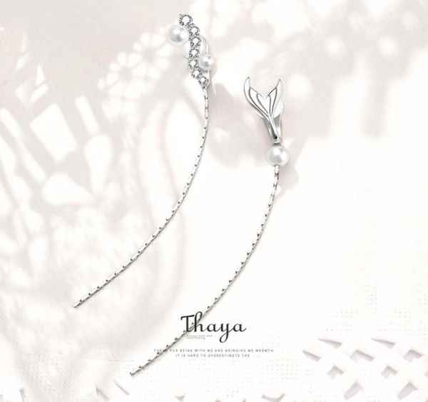 Ear Cuff Serie de cuentos de hadas Thaya Pendiente de clip de sirena de plata de ley 925 para mujer Pendientes de clip de perlas Compromiso de lujo Jewe3954682