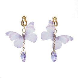 Ear Cuff Moda Elegante Mariposa Clip Pendientes Para Mujeres Sin Piercing Cartílago Falso Declaración Linda Pendiente Coreano Regalos Drop Delivery Jewe