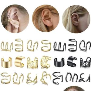 Ear Cuff Fashion Gold Star Feuilles Nonpiercing Ear Clip Boucles d'oreilles pour femmes Simple Faux Cartilage Oreilles Manchette Bijoux Accessoires Drop De Dhfpk