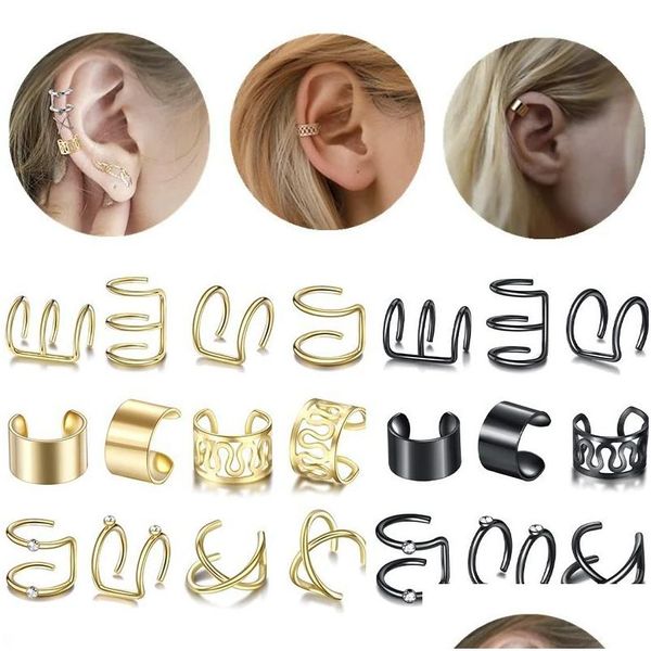 Ear Cuff Fashion Gold Star Leaves Nonpiercing Clip Pendientes para mujeres Simple Fake Cartílago Ears Jewelry Accessories Drop Del Dhgarden Dhgzn