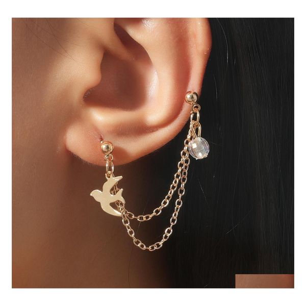 Oreille manchette bijoux de mode oreilles clip hirondelle chaîne boucles d'oreilles une pièce livraison directe Dhjrq