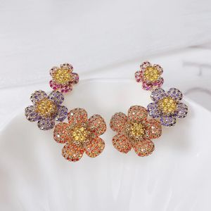 Oreille Cuff Fashion Lady's Flower Ear Sweep Wrap Cuff Boucles d'oreilles Bijoux de mariée Pavé Couleur Cubic Zirconia Jewelry Climber CZ Boucles d'oreilles 230614