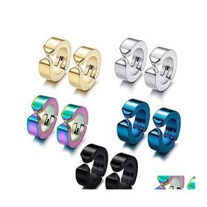 Boucles d'oreilles en acier inoxydable pour hommes, manchette d'oreille, mode, bleu, noir, or, Clip, Non Piercing, Punk, bijoux, livraison directe, Otloh