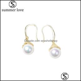 Boucles d'oreilles en perles d'eau douce avec zircone cubique, pendantes classiques pour femmes, spécial OCN, anniversaire de mariage, livraison de bijoux Dhbqq