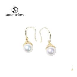 Boucles d'oreilles en perles d'eau douce avec zircone cubique, boucles d'oreilles classiques pour femmes, spécial OCN, anniversaire de mariage, livraison de bijoux Dhsjq