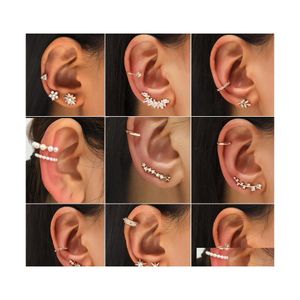 Oreille Manchette Or Placage Ailes D'ange Plume Forme Perle Pour Les Filles Bohème Boucles D'oreilles De Mariage Jewerly Cadeaux Drop Delivery Bijoux Dhf37