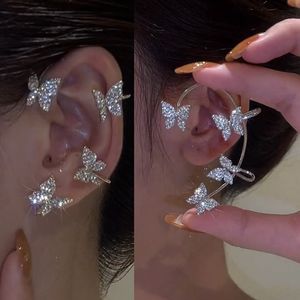 Ear Cuff Gold Silver Color Metal Butterfly Clips Without Piercing For Women Sparkling Zircon Clip Earrings Wedding Jewelry 230802