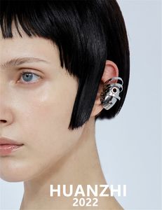 Oreille manchette HUANZHI Cyberpunk Robot oreille multicolore acier anneau Machine oreille Clip pour femmes hommes gothique fête bijoux 230614