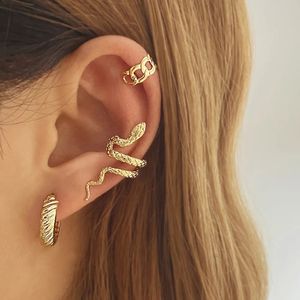 Oor manchet IFMIA Vintage Snake oorbellen voor vrouwen charme goud kleur ronde clips vrouwelijke trend manchetten Valentijnsdag geschenk sieraden 230928