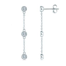 Oreille manchette IOGOU Real D VVS1 chaîne boucles d'oreilles pour femmes 925 argent 3mm lunette ensemble rond coupe longues boucles d'oreilles accessoires bijoux 230320