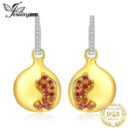 Orecchini pendenti in argento sterling 925 con pietra preziosa rossa melograno arrivo gioielli per donna placcato oro giallo lusso 231005