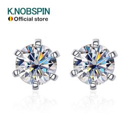Ear Cuff KNOBSPIN 1ct Pendientes para mujer Joyería fina de boda con GRA s925 Sterling Sliver Plated 18k White Gold Stud Earring 230718