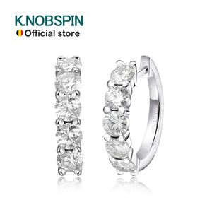 Oor Manchet KNOBSPIN D Color Loop Earring 925 Sterling Sliver Plated met 18k White Gold Earring voor Vrouwen Sprankelende Fijne Sieraden 230718