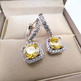 Oor manchet luomansi d vss 1 karaat gele oorbellen met certificaat S925 zilveren vrouwen sieraden bruiloftsfeest verjaardag cadeau 230307