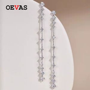 Ear Cuff Oevas 100% 925 Sterling Silver High Carbon Diamond Ear Line Drop oorbellen voor vrouwen Sparkling Wedding Party Fine Jewelry Gifts 230320