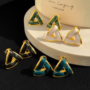 Boucles d'oreilles en forme de Triangle pour femmes, manchette d'oreille, couleur émail assortie à tout, aiguille en argent 925, bijoux originaux, accessoires, cadeaux