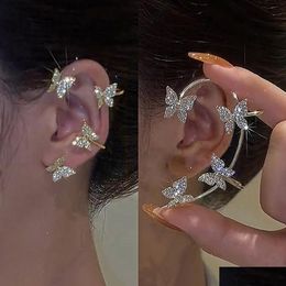 Boucle d'oreille brillante Zircon papillon oreille manchette sans piercing boucles d'oreilles pour femmes mode Wrap clip boucle d'oreille mariée bijoux de mariage Lulubaby Dhljx