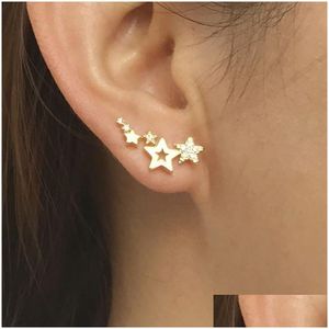 Boucle d'oreille Simple Élégant Star Femmes Brillant Blanc Cristal Exquis Polyvalent Femme Boucle D'oreille Mode Bijoux Livraison Boucles D'oreilles Dhmqa