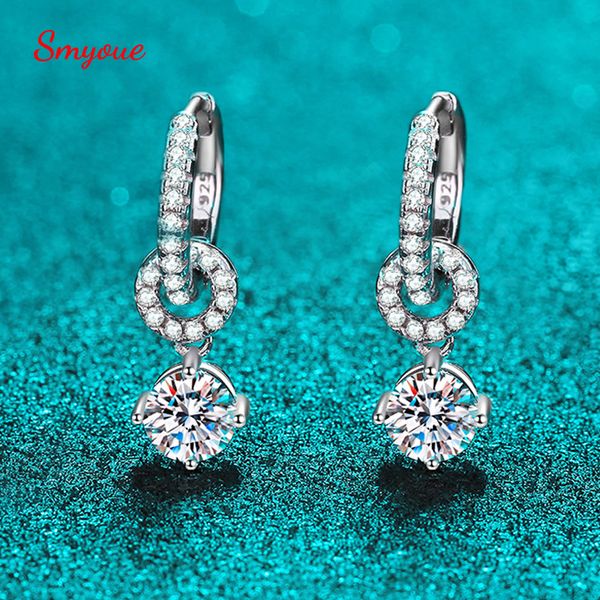 Eargado de orejas Smyoue 1Ct Parrería de gota chapada en oro blanca para mujeres Joyas de boda espumosas 100% 925 Solid Silver Allanale 2303033