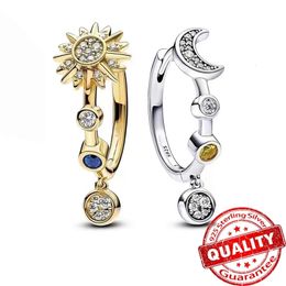 Ear Cuff Sparkling 925 Sterling Silver Sun en Moon Hoop Oorrings voor vrouwen Party Gift Stud Diy Fine Jewelry 230822