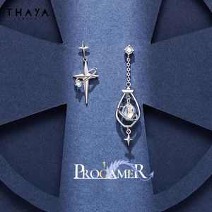 Ear Cuff Thaya Fashion Women Drop Earrings Asymmetrical Hanging For Trending Silver Needle Engagement Fine Jewelry 230307