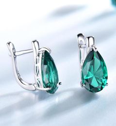 Couchette d'oreille umcho authentique 925 Boucles d'oreilles à clip argenté sterling pour femmes Halo Green créé émeraud Gemstone Party Weddd Jewelry Gift 5300299