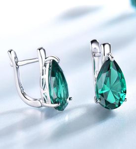 Ear Cuff Umcho echt 925 Sterling Silver Clip oorbellen voor vrouwen Halo Green Gemaakt Emerald Gemstone Party Wedding Sieraden Gift 5300299