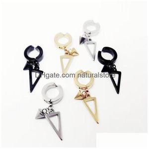 Ear Cuff Uni RVS Punk Man Zwart Clip-on Oorbellen Geometrie Driehoek Ster Hanger Dangle Dames Gothic Sieraden 1 Drop Leveren Dhyb2