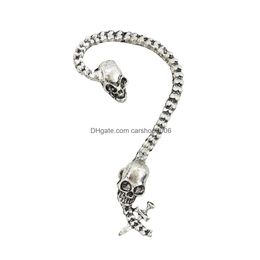 Manchette d'oreille Style Vintage argent marron Skl tête de squelette livraison directe bijoux boucles d'oreilles Dh4O9