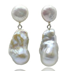 Boucles d'oreilles pour femmes, boucles d'oreilles blanches surdimensionnées en perles naturelles, pendentif baroque, doubles perles, boucles d'oreilles en perles Vintage 231115