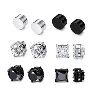 Oreille manchette Zircon Clip magnétique ensemble Hip Hop Style en acier inoxydable boucles d'oreilles non perçantes pour la vente en gros de bijoux livraison directe Dhmhl