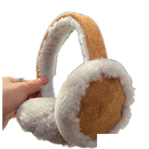 Oreille Muff hiver réel mouton Shearling Muffs Girls Ski ers pour un arc mignon chaud extérieur moelleux Soft 230215 Drop livraison dhnmm