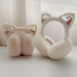 Cache-oreilles filles cache-oreilles hiver chat pliable chaud mignon fourrure artificielle doux moelleux enfants 231122